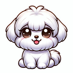 Obraz premium Cute kawaii maltese dog vector cartoon illustration pet clip art design