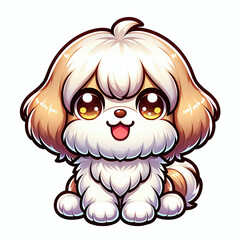 Obraz premium Cute kawaii havanese dog cartoon illustration vector clip art