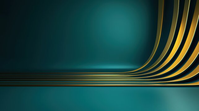 Abstract teal and gold wave design background