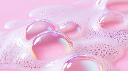 close up of bubbles in soap or foam with copy space.