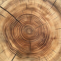 Fototapeta premium closeup of tree rings in a crosssection of a log with copy space.