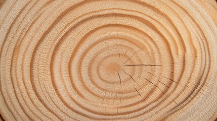 Naklejka premium closeup of tree rings in a crosssection of a log with copy space.