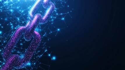 Blockchain technology concept with chain link forming from nodes