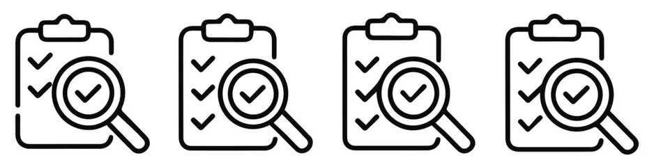 Quality Control editable stroke and solid web icon set. Vector illustration, quality control icon, quality assurance icon, QC icon, editable quality icon, solid quality control icon