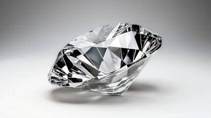 Sparkling cut diamond gemstone on grey background
