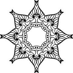 Lotus Flower Mandala Art Circular Pattern in the Form of a Mandala Decorative Ornament in Ethnic Oriental Style.