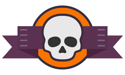 Halloween ribbon icon isolated on white background.