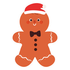hand drawing cartoon gingerbread. cute gingerbread for christmas sticker, icon
