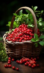 Basket of Bearberrys. Fresh Bearberry