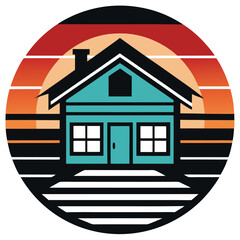 house icon on a vintage background