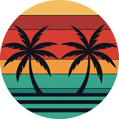 palm tree On retro vintage background 