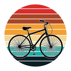 bicycle artwork silhouette on retro vintage background