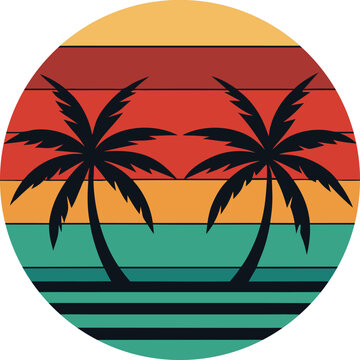 palm tree On retro vintage background 