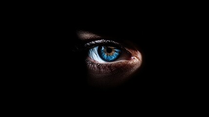 Captivating Blue Eye in Dark Background