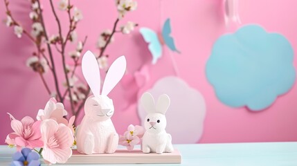 Obraz premium Spring Simple Decoration in the Background - a fresh and charming visual. The spring simple decoration in the background creates an inviting and delightful seasonal scene.