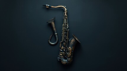 Fototapeta premium An Old Tenor Saxophone Against a Dark Background