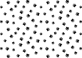 Seamless pet paw pattern background. Dog or cat paw wallpaper illustration footprint.