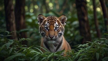 Obraz premium little tiger in the jungle