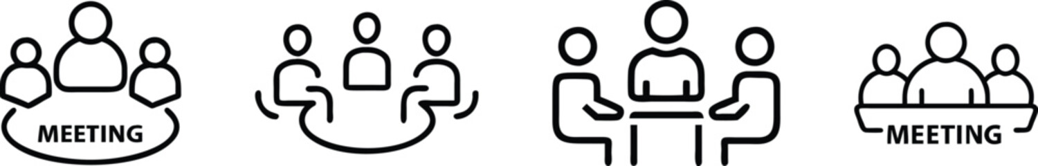 meeting outline vector icon set.