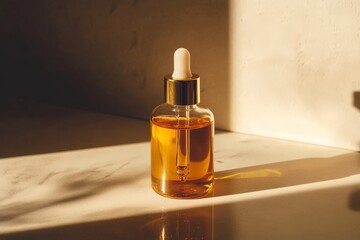 Naklejka premium Cannabis oil bottle with a dropper placed on desk