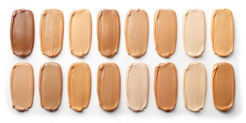 A Collection of Foundation Swatches Demonstrating a Spectrum of Skin Tones, Ranging from Fair to Deep