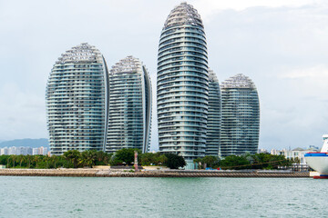 Sanya City beach skyline, Hainan Province, China