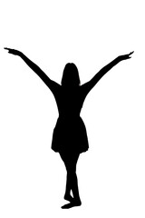 A beautiful silhouette of a woman with her arms outstretched wide