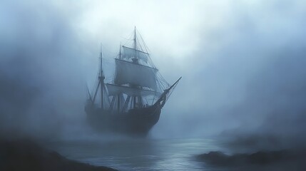 Obraz premium ship in the fog