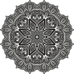 Mandala Flower Real Circular Pattern in Form of Mandala With Flower for Henna, Mehndi, Tattoo, Decoration Decorative Ornament in Ethnic Oriental Style.