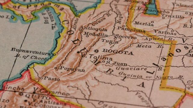 Colombia country map animation South America, detailed geography visualization