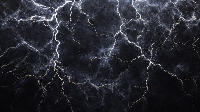 Lightning is striking on dark marble background texture