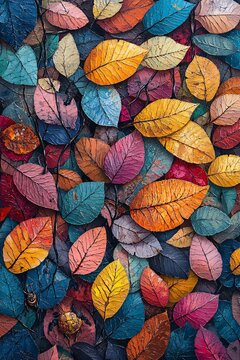 A vibrant mosaic of autumn leaves celebrating nature's colorful palette in a captivating display of fall foliage