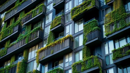Obraz premium Modern Building Design with Lush Green Textures