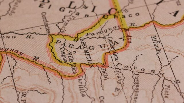 Paraguay country map animation South America, detailed geography visualization