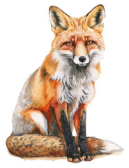 Obraz premium PNG A fox illustration watercolor realistic.