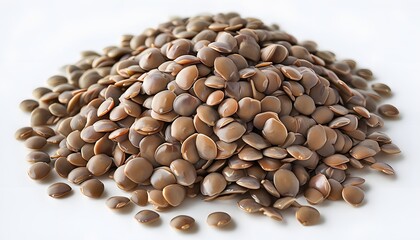 Obraz premium Brown Split Lentils in Pile on white background 