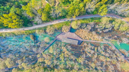 Aerial aerial photo of Nanyang River Wetland Park, Qingzhou, China