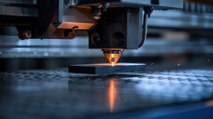 Close-up of a Laser Cutter Cutting a Metal Sheet