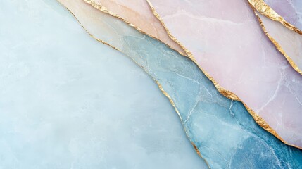 Naklejka premium Vibrant Abstract Marble Texture Featuring Colorful Patterns, Gold Leaf, and Metallic Accents, Creating a Striking Visual Experience with Rich Depth and Luxury Ideal for Modern Interior Design.