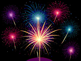 Naklejka premium Abstract holiday festive colorful firework background illustration