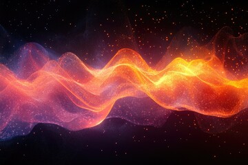 Frequency flow:A striking representation of sound wave visualization, rhythmic undulations of sonic frequencies, turning auditory signals into captivating display of oscillating lines and curves.