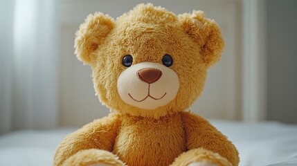 Obraz premium A cuddly teddy bear sitting on a soft surface