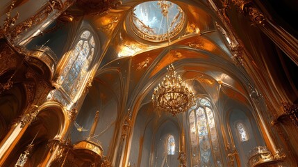Fototapeta premium Majestic Interior of Ornate Church with Stunning Architecture