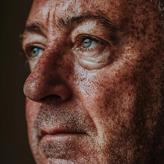Introspective close-up of an older man's face