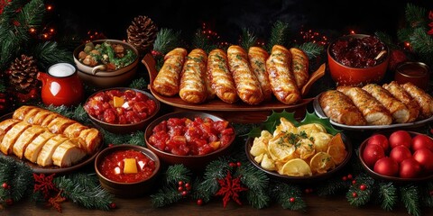 a table with a variety of food on it