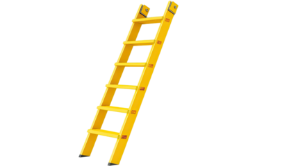 A metal ladder isolated on a white background, representing a tool for climbing and construction