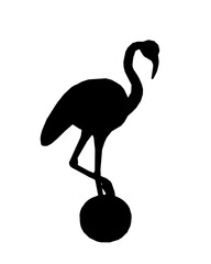 Silhouette flamingo on a white background. Vector illustration. Vector flat flamingo silhouette isolated on white background