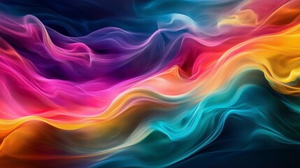 Obraz premium Color waves flowing dynamic motion energetic vibe modern art. AI generated
