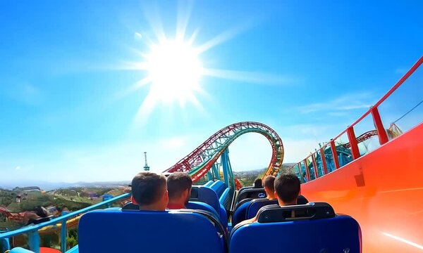 "Thrilling Roller Coaster: Amusement Park Animation"

