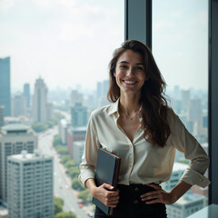 Fototapeta premium Empowering success capturing the spirit of ambition in urban environments, photography of portraiture concept.